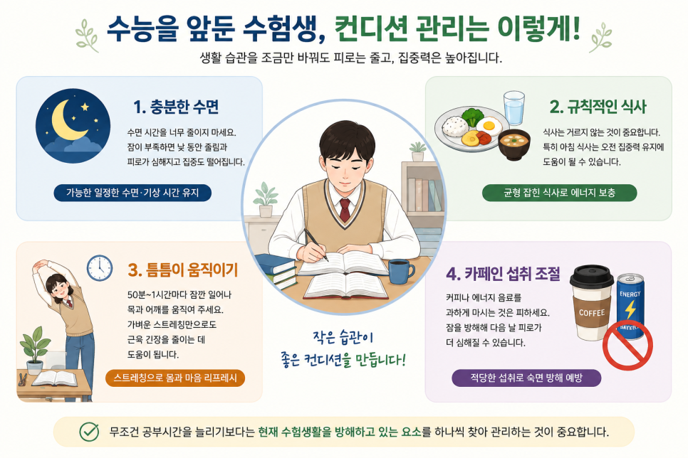 수험생 건강관리 안내