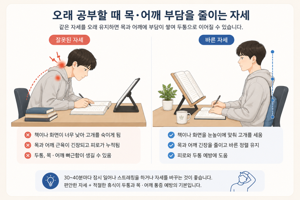 오래 공부할 때 확인할 수험생 자세