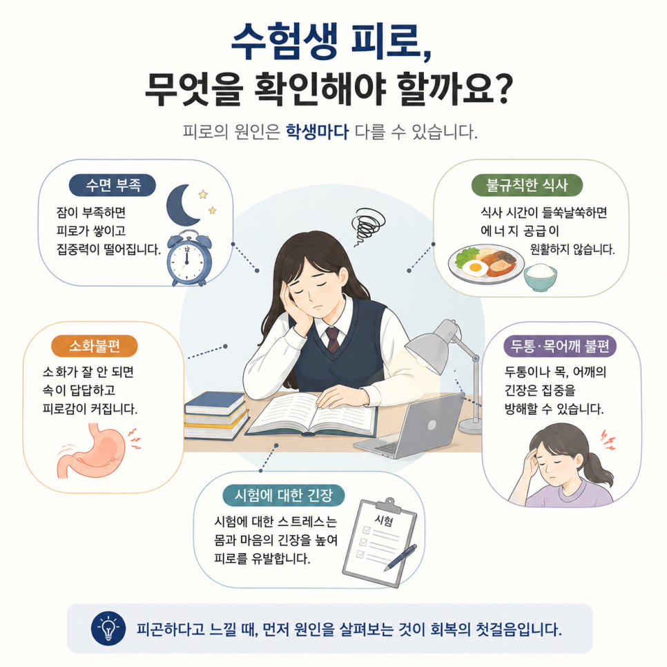 수험생 피로의 다양한 원인